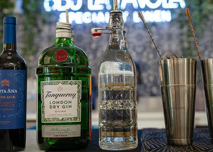 A picture of a bar setup